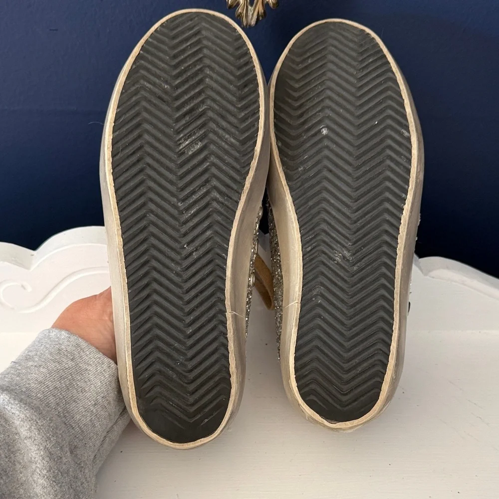 Golden Goose Beige and Silver Glitter Sneakers - Picture 11 of 16